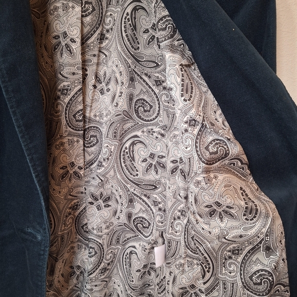 Talbots Womens Velveteen Poplin One Button Blazer Blue/Green Size 4 - Picture 4 of 6